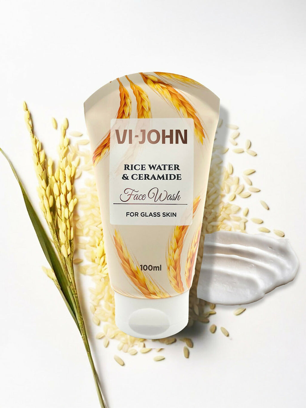 VI-JOHN Rice Water & Ceramide Face Wash For Glass Skin Deep Skin Clean | Grocsy