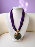Inhanns Everyday Statement Beaded Pendant Necklace - Purple | Grocsy