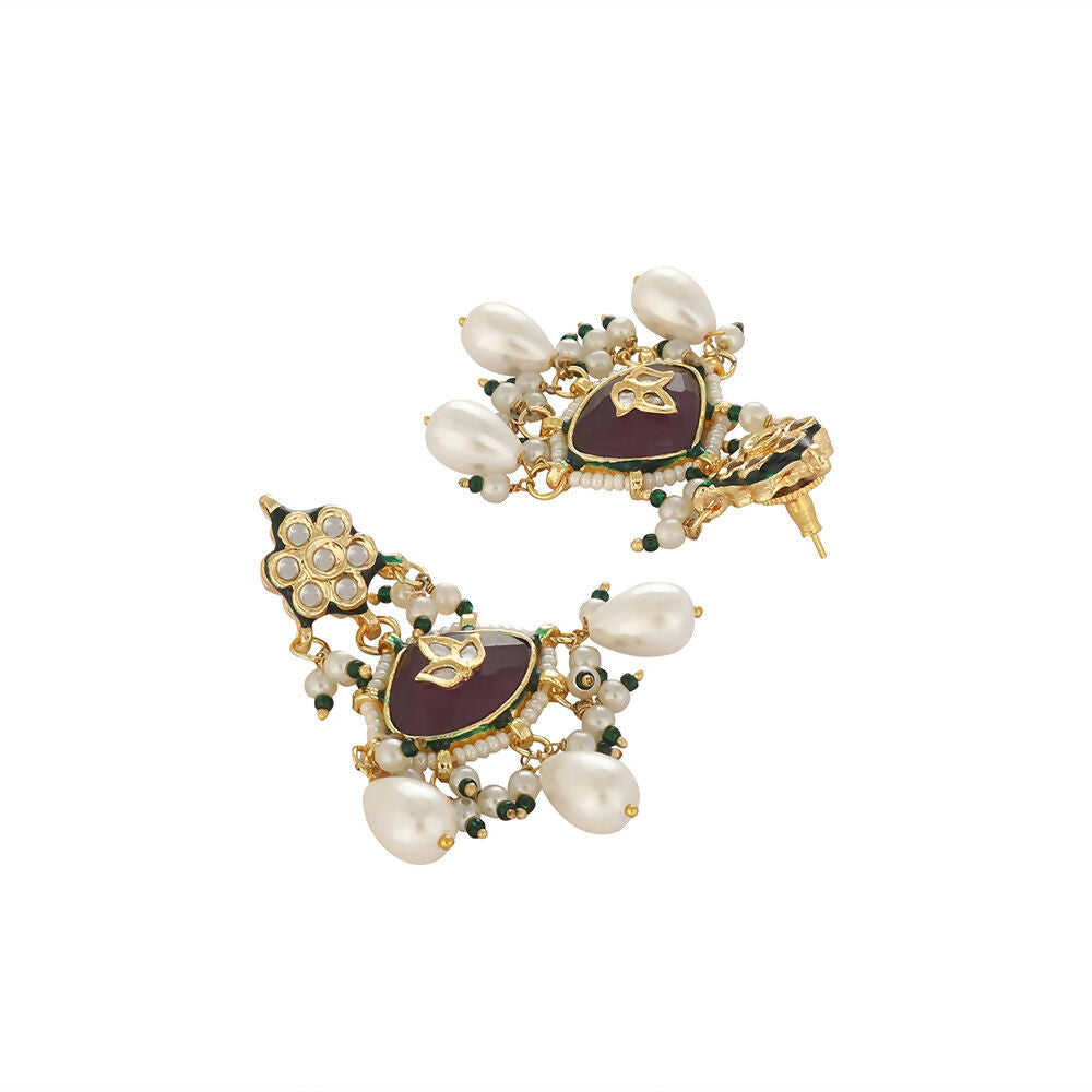 Nuyug 22K Gold Plated Ruby Grace Earrings | Grocsy