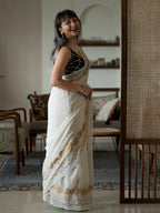 Suta White Floral Cotton Blend Saree | Grocsy