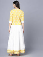 Myshka Yellow White Printed Ready to Wear Lehenga | Grocsy