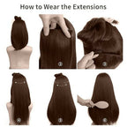 Bronson Professional 24 Clip-In Hair Extensions Dark Brown Straight Hair - Volume - 4 | Grocsy