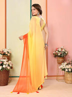 Yellow Georgette Pedding Color Printed Ready To Wear Saree - Aalaya | Grocsy