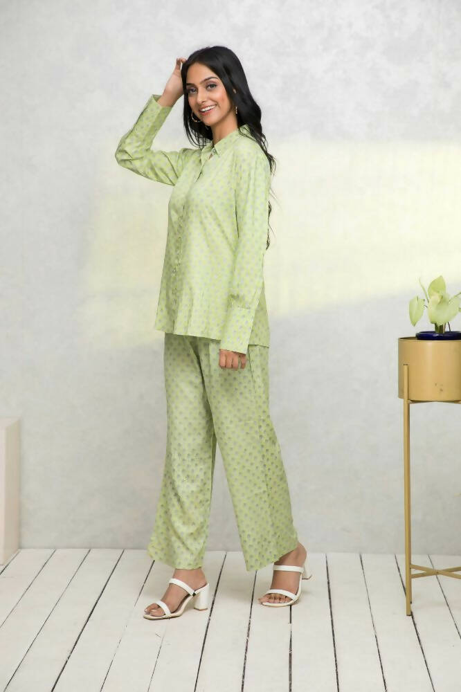 Myshka Women Green Printed Co-Ords | Grocsy