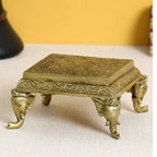 eCraftIndia Gold-Toned Handcrafted Traditional Pooja Chowki With Swastik | Grocsy