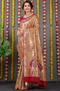 Jyoti Fashion Women's Maroon Paithani Silk Zari Woven Saree with Blouse | Grocsy