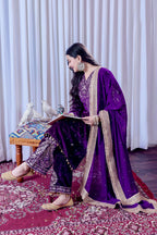 Teeya Creation Purple Color Velvet Silk Embroidery Work Party Wear Suit | Grocsy