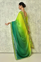 Green Silk Plain Saree with Blouse Piece - Purvi | Grocsy