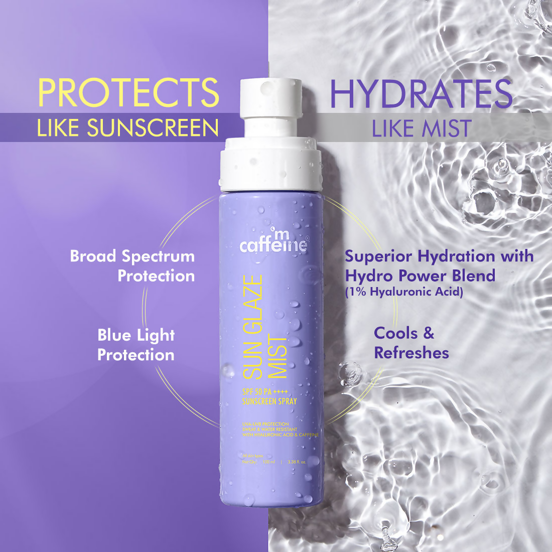 mCaffeine Sun Glaze SPF 50 PA++++ Face Sunscreen Spray | Grocsy