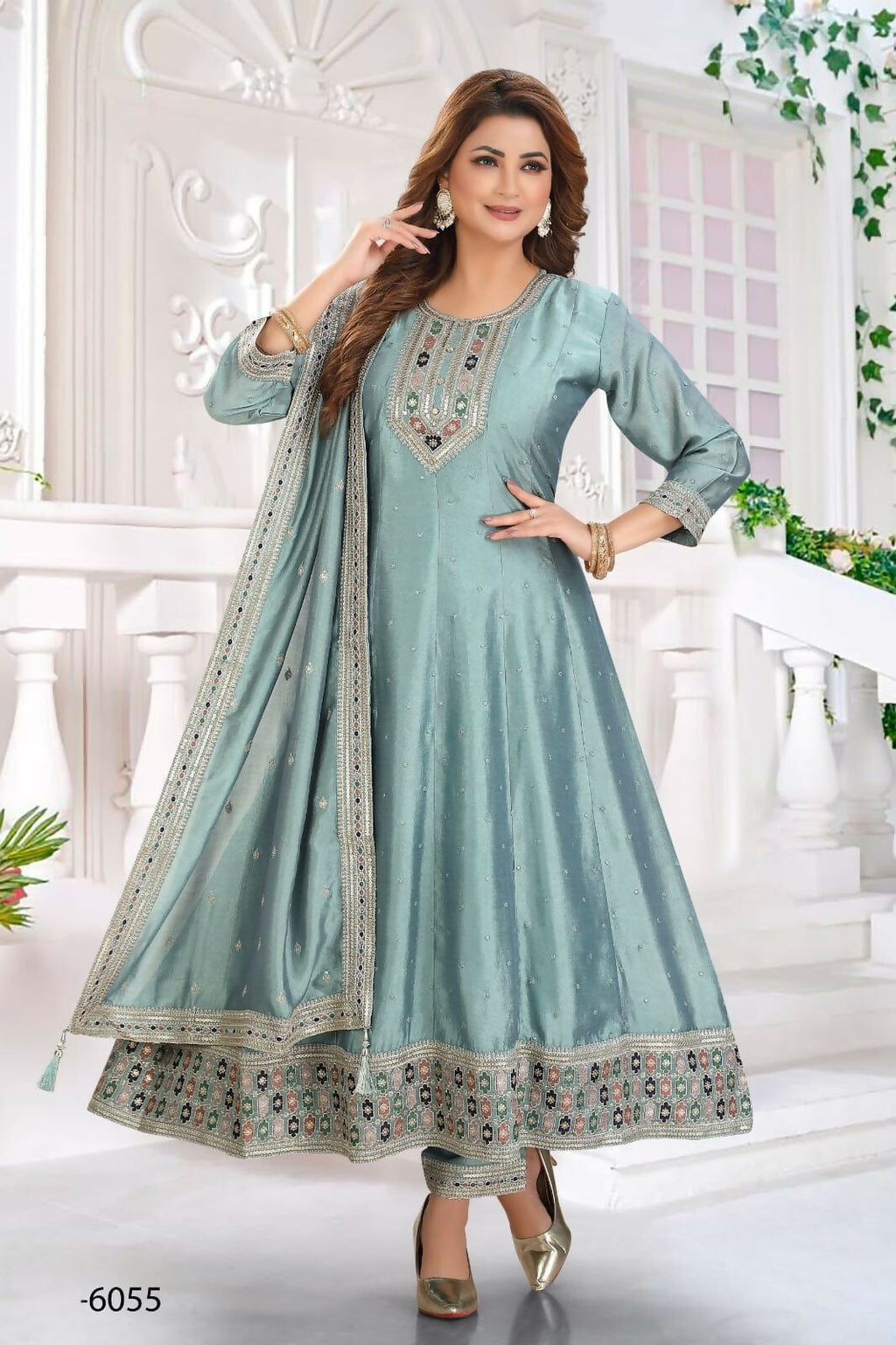 Joban Fashion Silk Turquoise Color Kurta Set | Grocsy