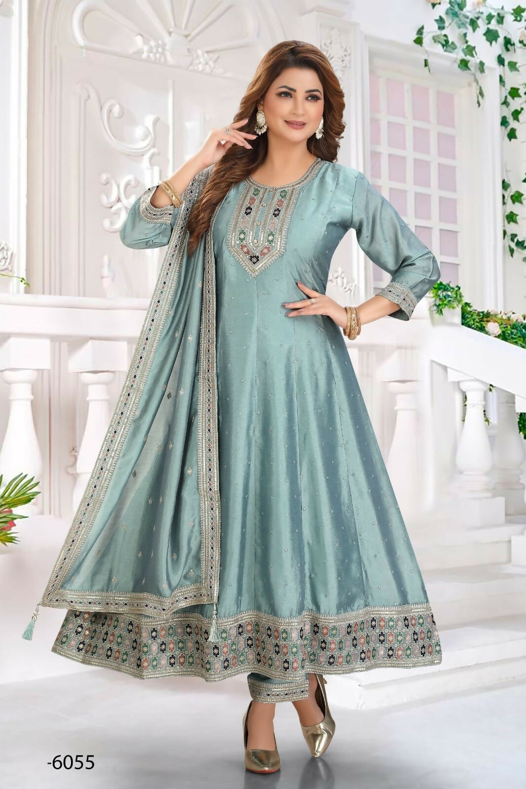 Joban Fashion Silk Turquoise Color Kurta Set | Grocsy