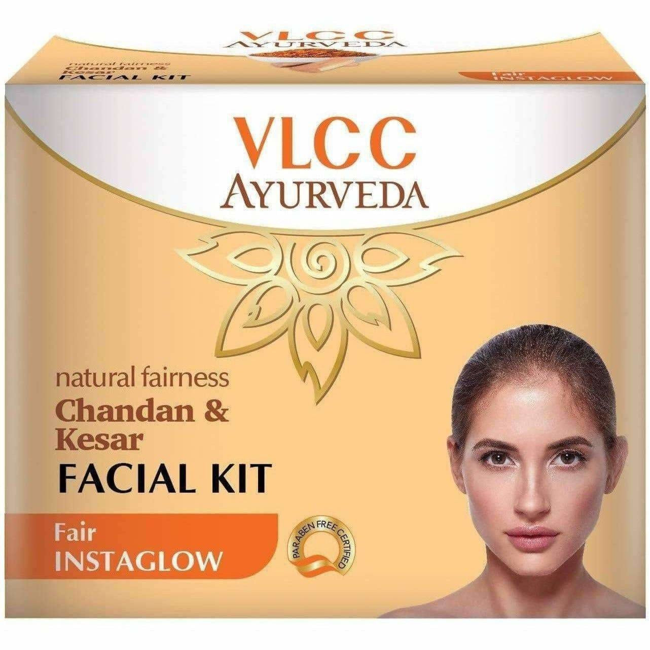 VLCC Ayurveda Natural Fairness Chandan and Kesar Facial Kit- 50g | Grocsy
