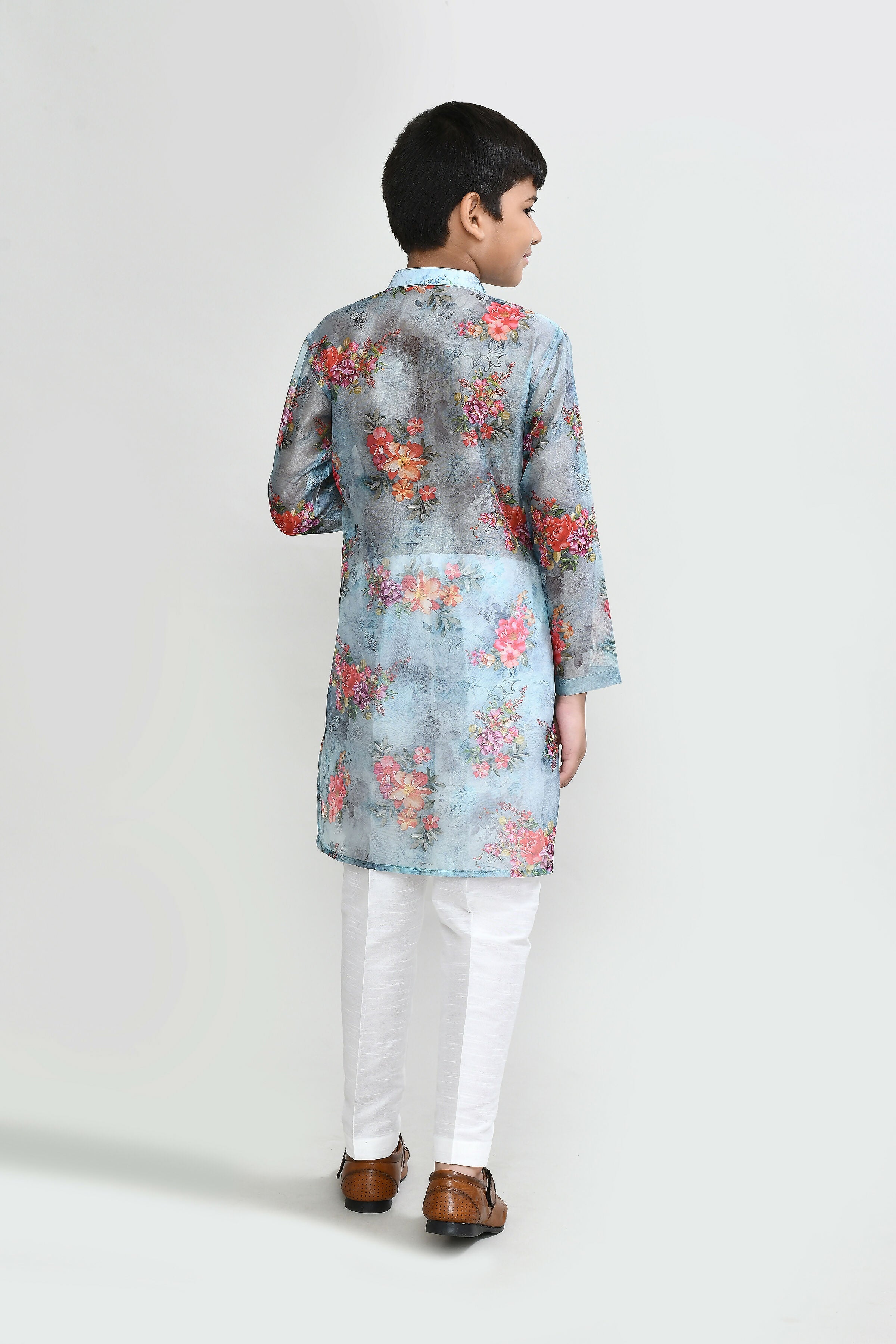 Joban Fashion Georgette Sea Green Kurta With Straight Fit Pant | Grocsy