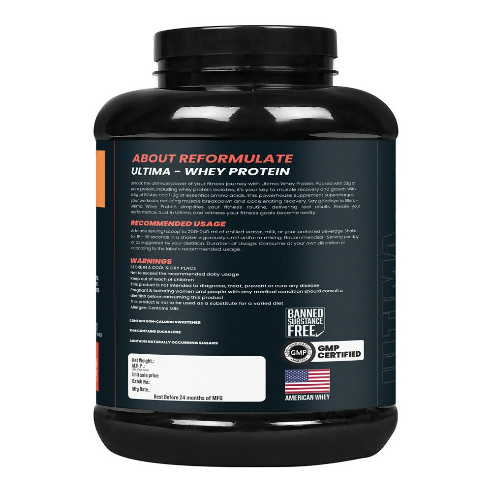 Reformulate Ultima I Whey Protein with Isolate I 23 G Protein I 5.1G BCAA I 10.8 EAA I Pre & Probiotics - Chocolate | Grocsy