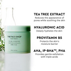 The Face Shop Tea Tree Toner Pads For Acne & Oily Skin With AHA, Ip BHA, PHA & Hyaluronic Acid | Grocsy