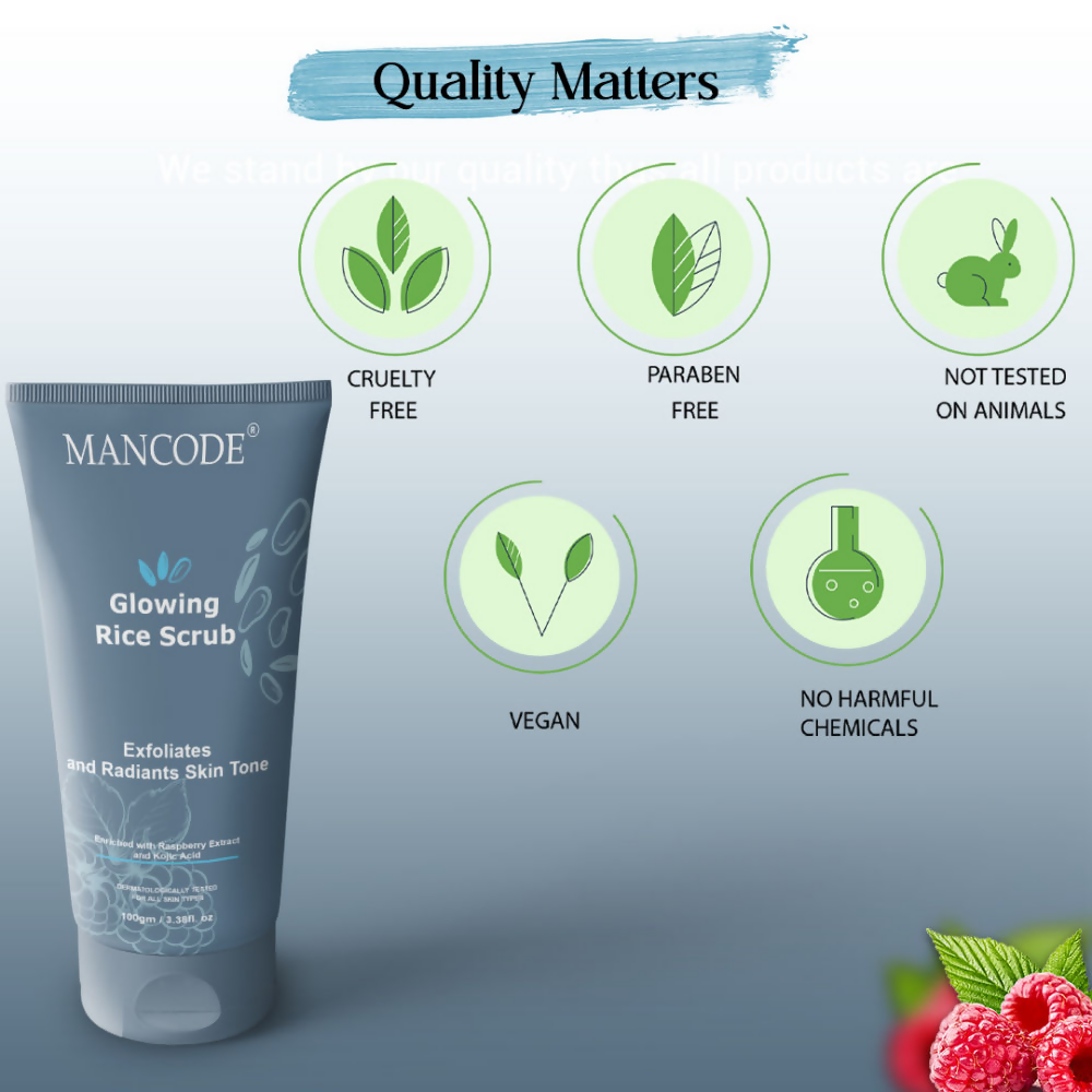 Mancode Glowing Rice Face Scrub For Exfoliates And Radiants Skin Tone | Grocsy