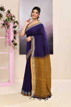 Piyari Fashion Women's Purple Embellished Cotton Blend Jamdani Saree | Grocsy