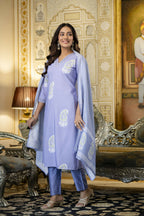 The52 Women's Beautiful Rayon Fabric Printed Work Straight Kurta Pant and Dupatta Set | Grocsy