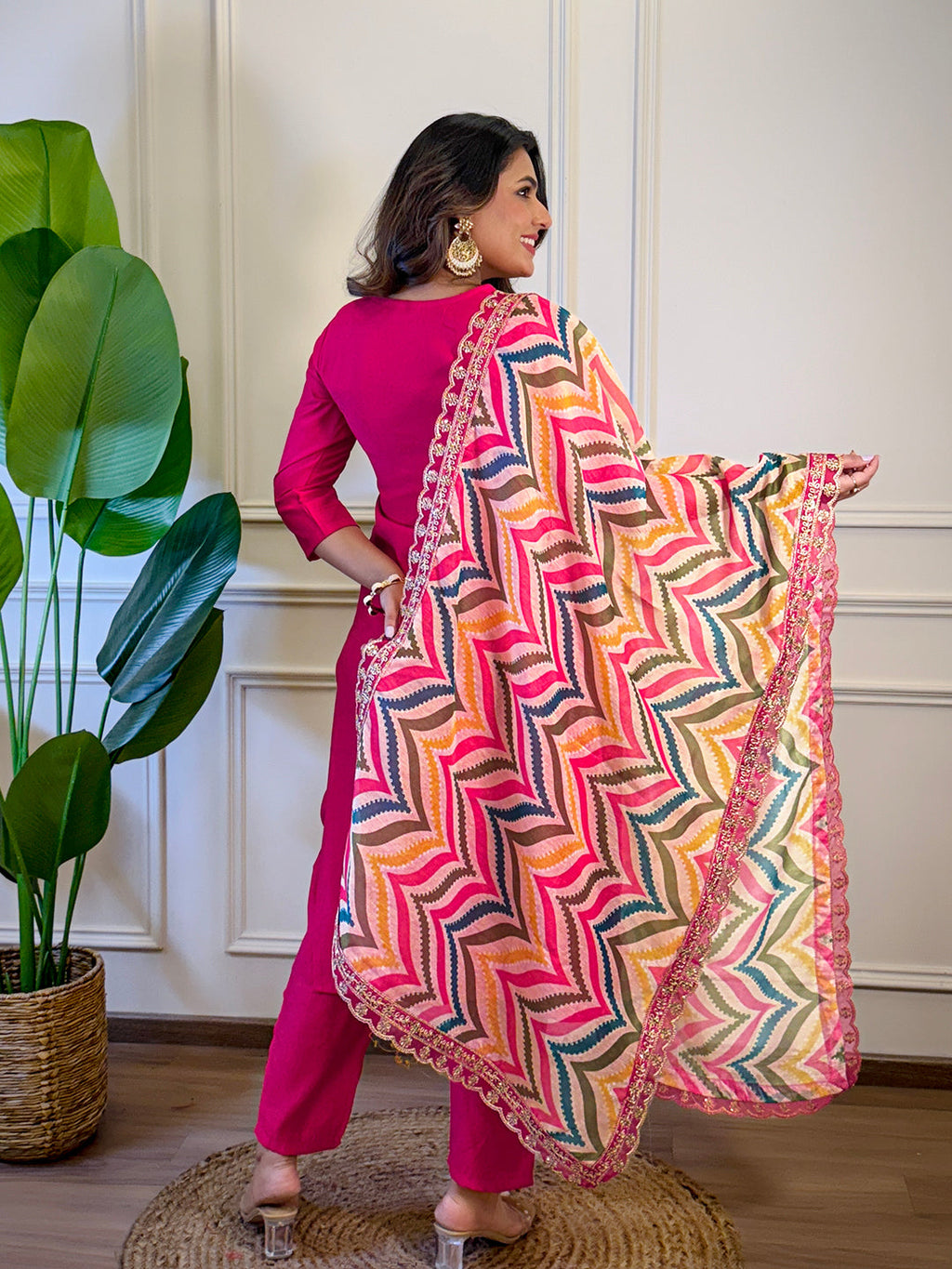 The52 Women's Gorgeous Viscose Embroidery Straight Kurta with Pant And Dupatta Set | Grocsy