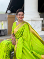 Vedant Vastram Soft Litchi Silk Paithani Jacquard Saree - Parrot | Grocsy