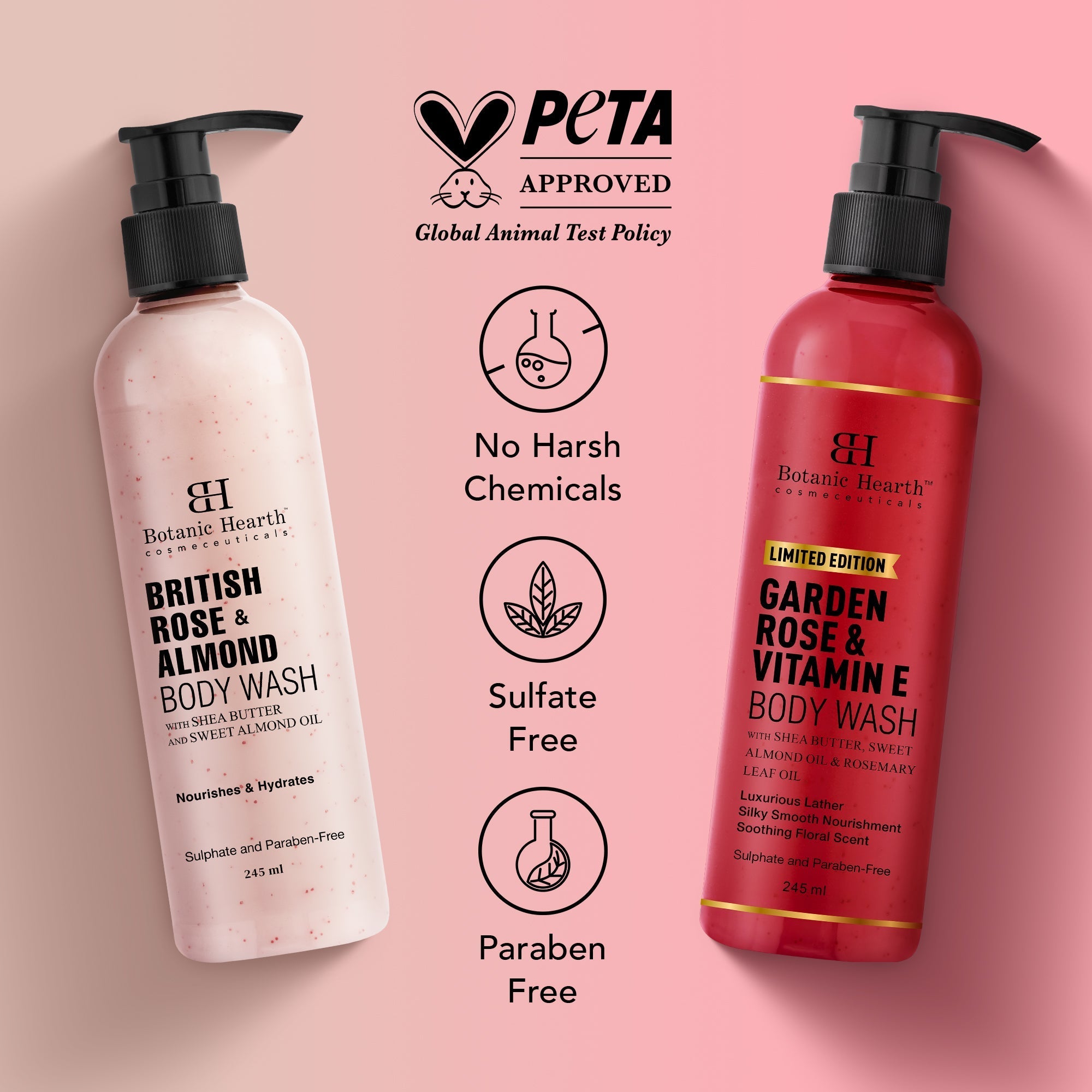 Botanic Hearth Garden Rose Vitamin E & British Rose Almond BodyWash | Grocsy
