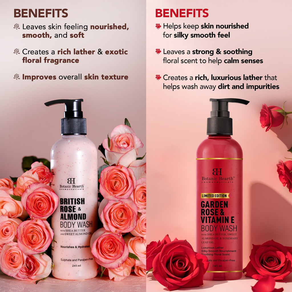 Botanic Hearth Garden Rose Vitamin E & British Rose Almond BodyWash | Grocsy