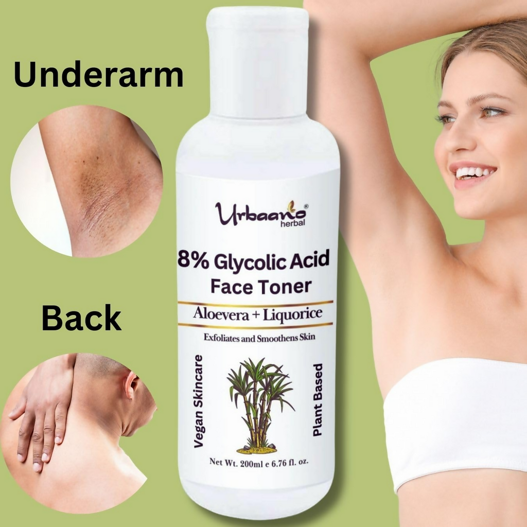 Urbaano Herbal 8% Glycolic Acid Toner For Glowing Skin | Grocsy