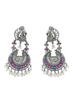 Joban Fashion Women Red Stones Silver Tone Brass Earrings | Grocsy