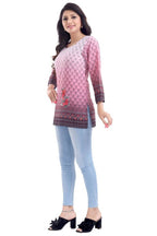 Snehal Creations Dark Pink Faux Crepe Short Kurti Tunic Top | Grocsy