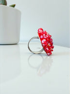 Inhanns Rang-E-Roshan Adjustable Ring – Handmade Crystal Statement Ring - Red Small | Grocsy