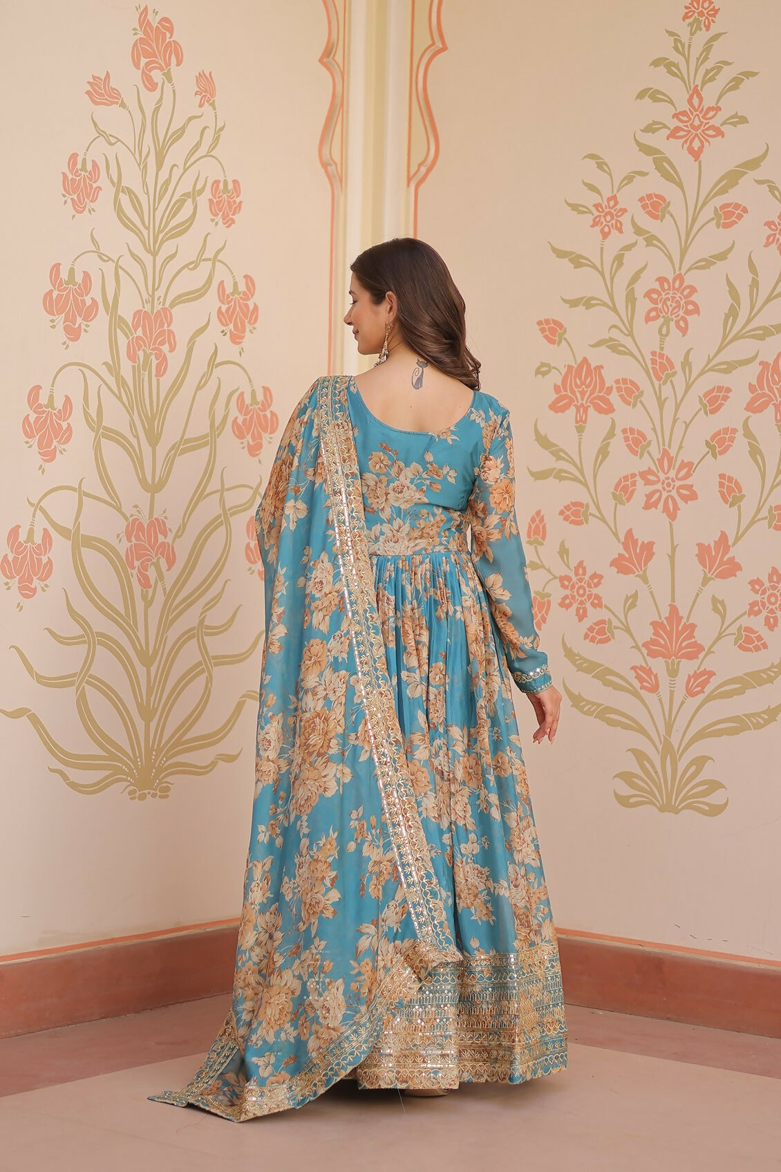 Joban Fashion Rama Silk Sequence Embroidery Work Kurta Set | Grocsy