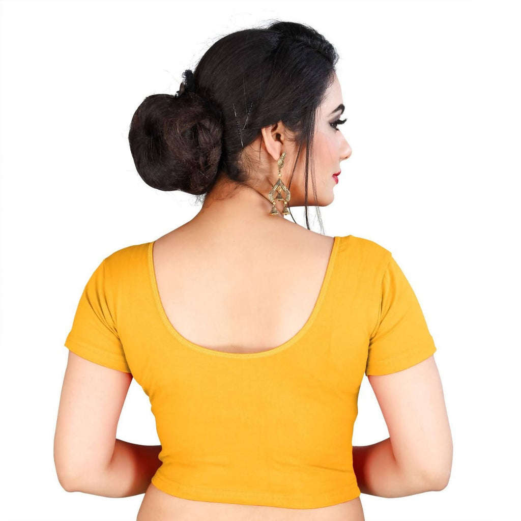 Vamika Mustard Lycra Plain Blouse | Grocsy
