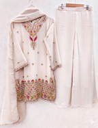 Teeya Creation Designer Baby Pink Festive Palazzo Suit Set with Heavy Embroidery | Grocsy
