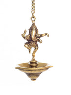 eCraftIndia Brown Dancing Ganesha Brass Hanging Diya | Grocsy