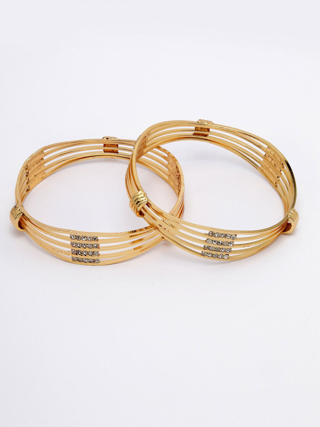 NVR Women Set of 2 Gold-Polished Kundan Studded Bangles
