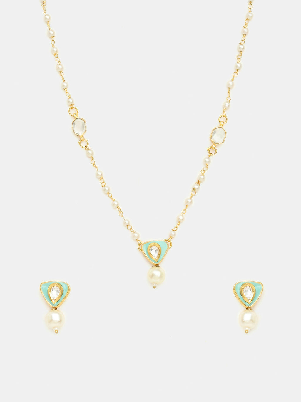 Ruby Raang Ruhani Pearl Necklace And Earrings Set | Grocsy
