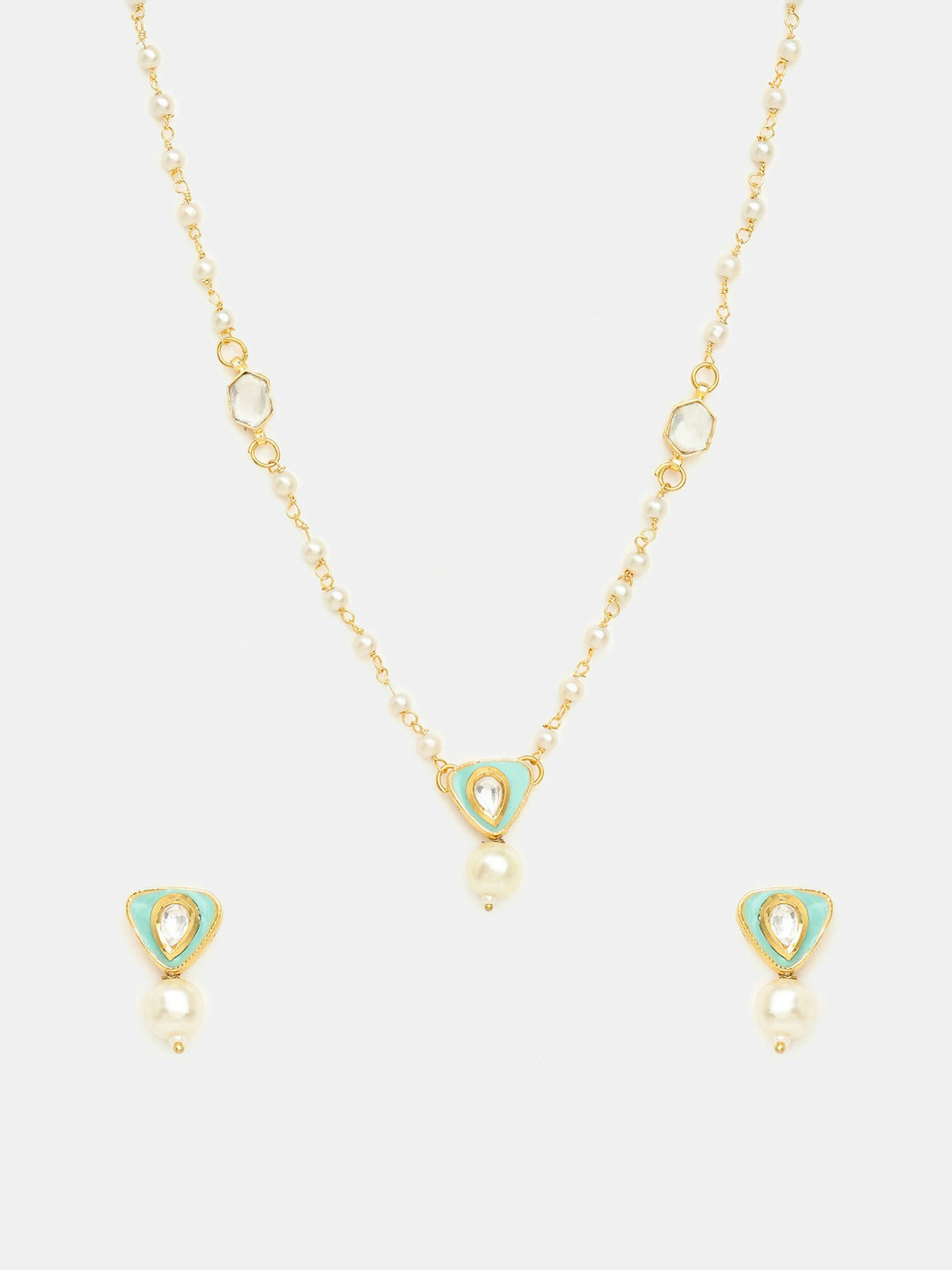 Ruby Raang Ruhani Pearl Necklace And Earrings Set | Grocsy