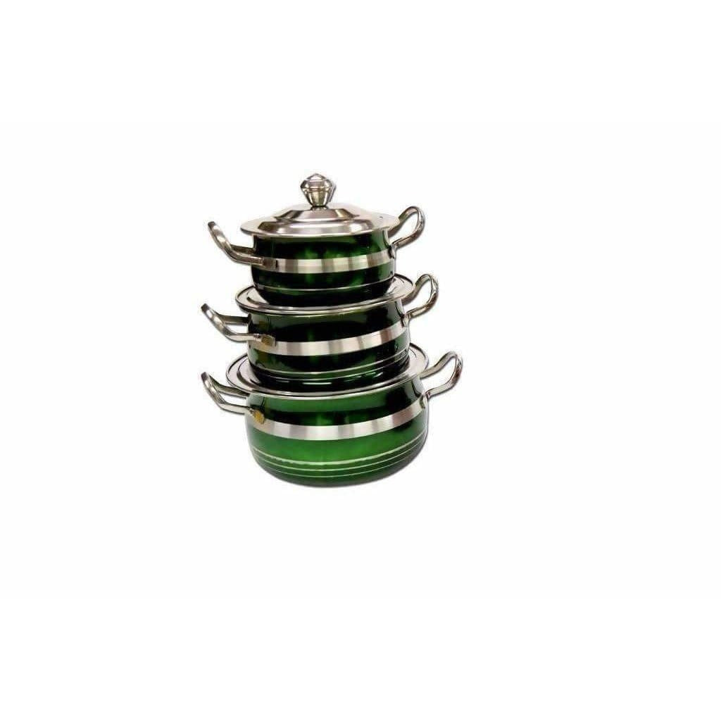 STAINLESS STEEL GREEN COLOR COOKWARE WITH LID | Grocsy