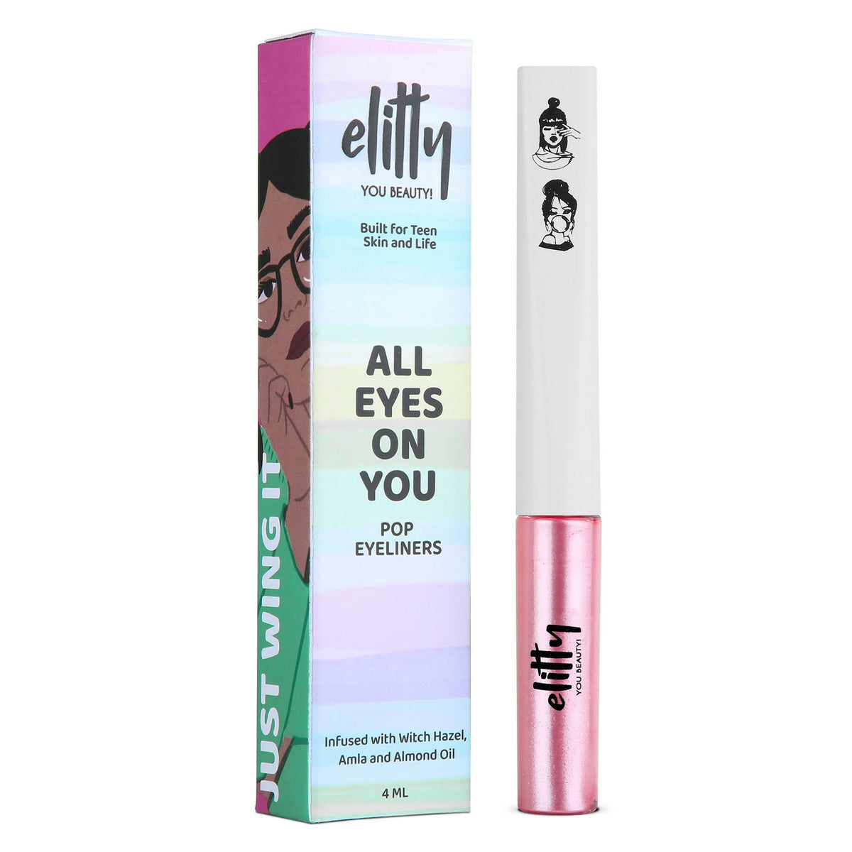Elitty Pink Pop Color Metallic Finish Liquid Eyeliner - Space Goddess (Pink) | Grocsy