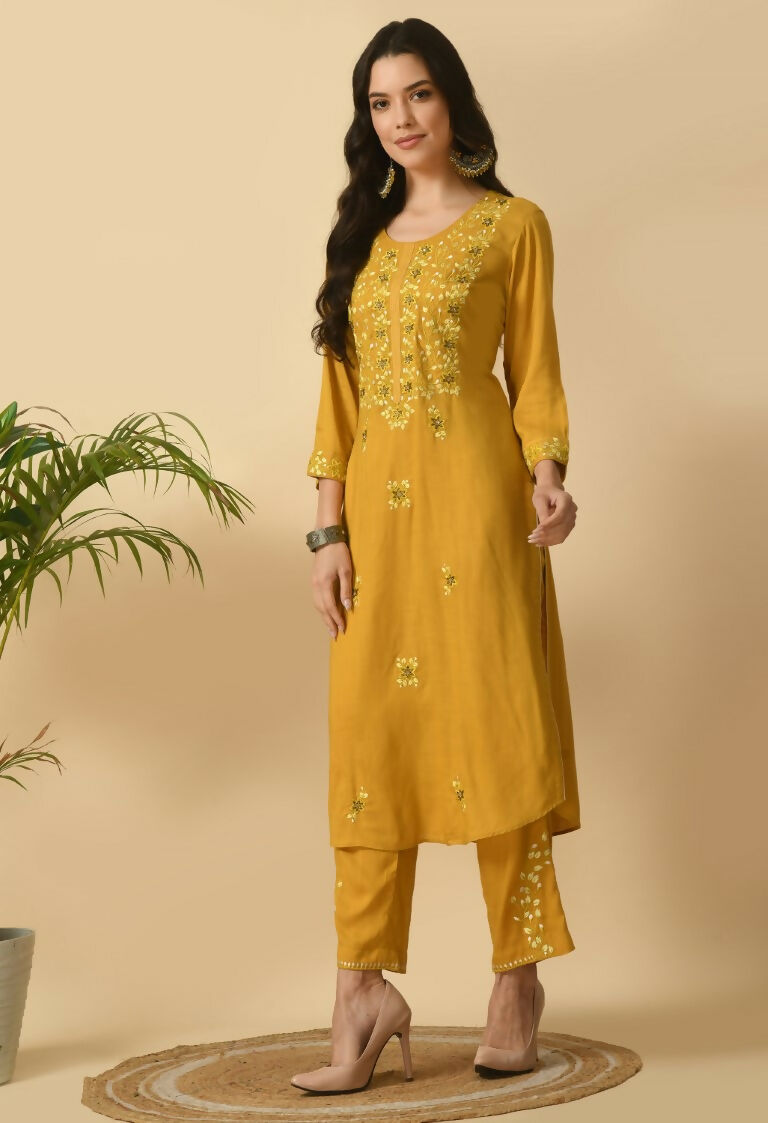Joban Fashion Mustard Cotton Rayon Kurta Set | Grocsy