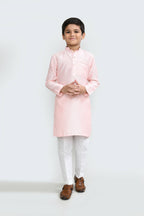 Joban Fashion Cotton Silk Peach Kurta With Straight Fit Pant | Grocsy