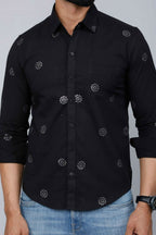 Miravan Men's Black Pure Cotton Floral Print Casual Shirt | Grocsy