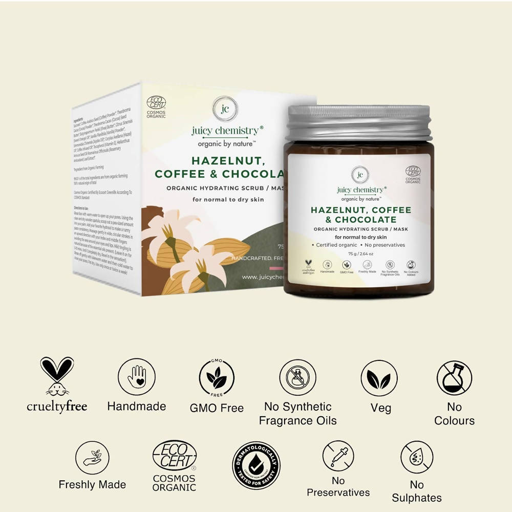 Juicy Chemistry Hazelnut, Coffee & Chocolate Face Scrub | Grocsy