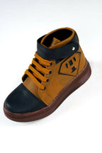 Tiny Bugs Boys Party Wear Mid Top Boots - Tan | Grocsy