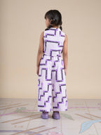 Snakes and Ladders Girls Purple Table Print Top and Pant Set from Siblings Collection | Grocsy