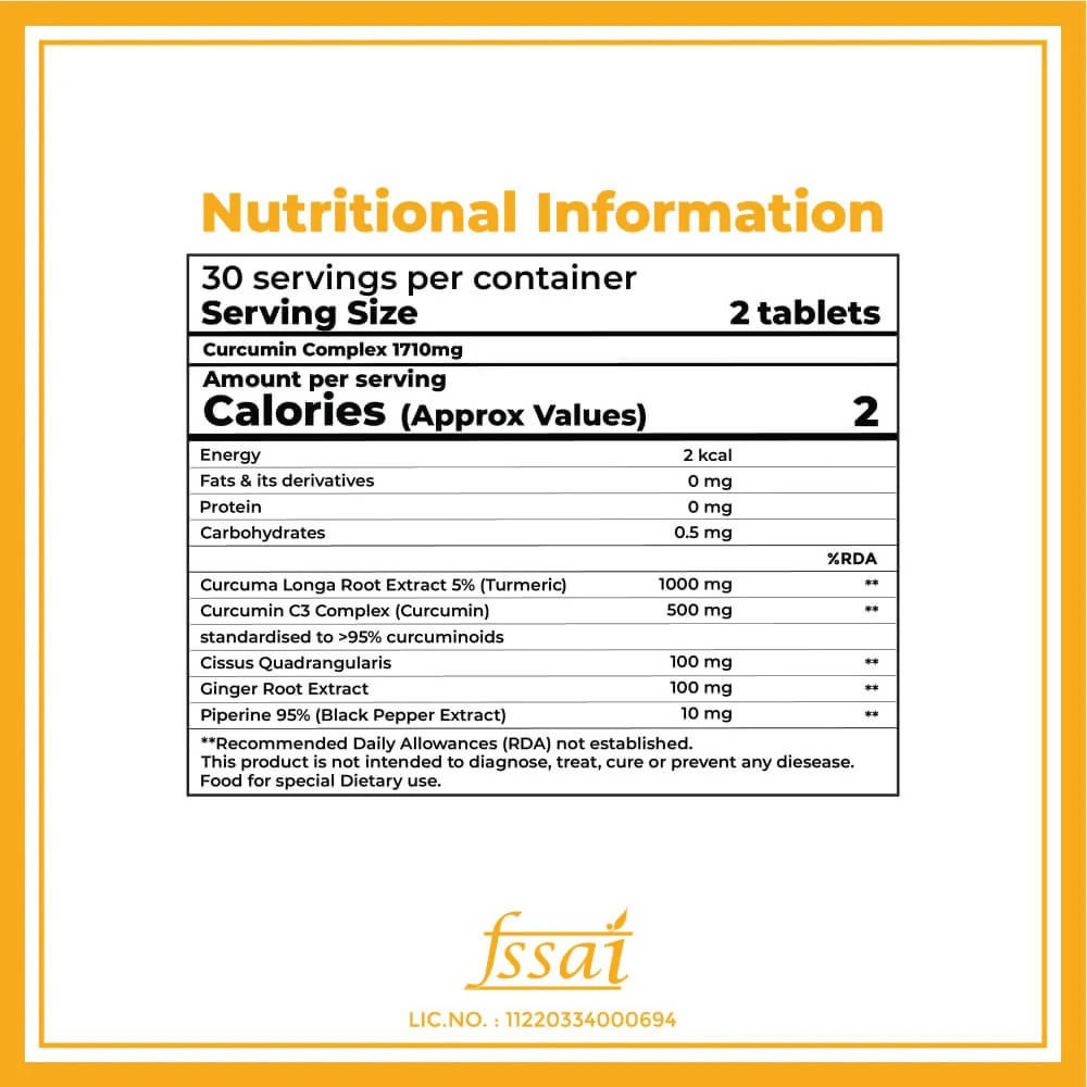 Boldfit Curcumin Complex 1700mg Tablets | Grocsy