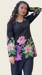 Jaitra Apparels Black Pichwai Print Pure Cotton Cord set with Back Dori and Halter Neck Dori | Grocsy