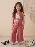 Evanik Pink Pure Khadi Cotton With Patch Work Kids Summer Co-Ord Set | Grocsy