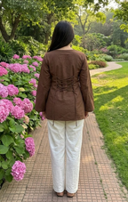 Jaitra Apparels Pure Cotton Solid Brown Kurti with Back Dori | Grocsy