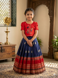 Evanik Red Kids Silk Zari Weaving Work Lehenga Choli | Grocsy